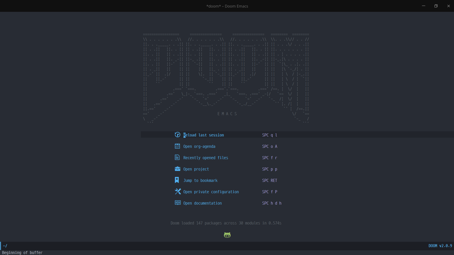 Doom Emacs home.