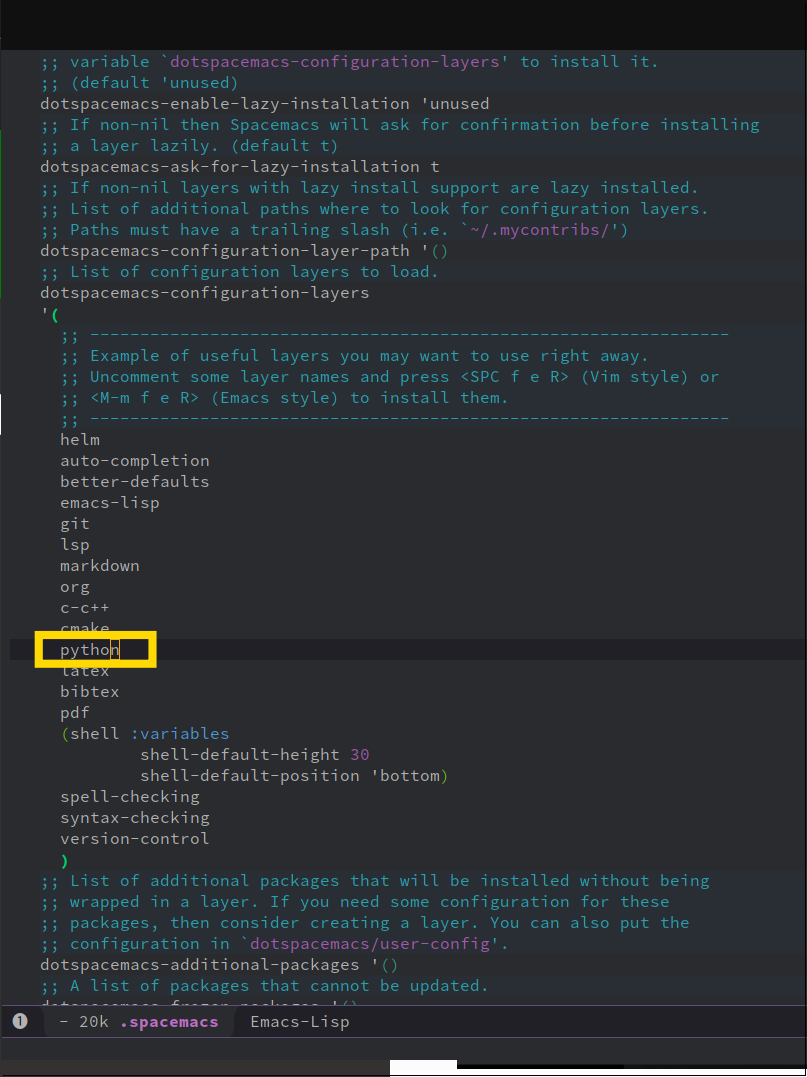 Spacemacs dotfile.